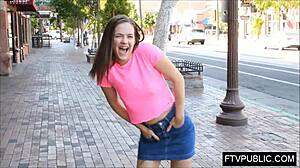 Flexible Teen Gymnast Flashes Upskirt In Public Outdoors