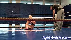 European Dykes Wrestle And Lick Each Other On The Floor