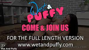 wetandpuffy shows close-up gaping wet pussy getting filled