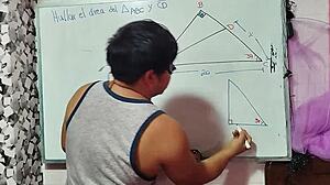 Asian Nerd Student Calculates X in Sexual Mathematical Triangle with Teacher