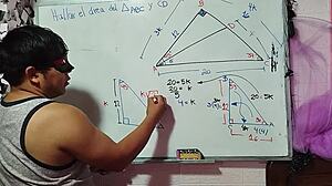 Asian Nerd Student Calculates X in Sexual Mathematical Triangle with Teacher