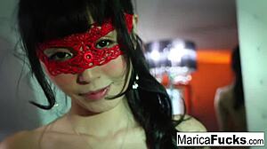 Marica hase masturbates her tits and ass in sexy lingerie before the mirror