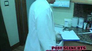 aria nicole in latex at the hospital, examining her big tits with toys