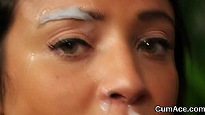i watched this nasty babe get a sperm load on her face while sucking all the sperm