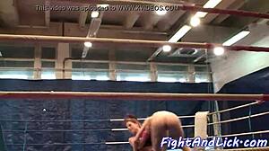 European Dykes Wrestle And Lick Each Other On The Floor