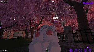 In Roblox, a guy fucks a girl in the park, exploring virtual sex