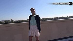 Justine, lovely 19 years, does her first anal casting