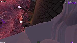 In Roblox, a guy fucks a girl in the park, exploring virtual sex