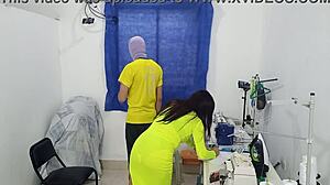 New video: fashion designer shows off tits at work