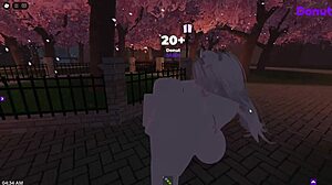 In Roblox, a guy fucks a girl in the park, exploring virtual sex