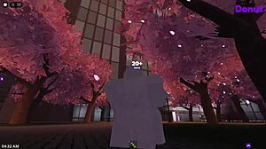 In Roblox, a guy fucks a girl in the park, exploring virtual sex