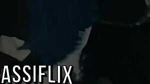 Beautiful latina milf gets massage with hard cock rubbing her ass, flashing tits.