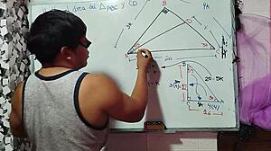 Asian Nerd Student Calculates X in Sexual Mathematical Triangle with Teacher