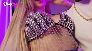 Boss grabs blonde Latina in lingerie and miniskirt for anal double penetration