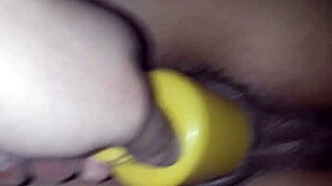 Watch my wife ride this big dildo to orgasm, her vagina dripping