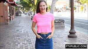 Flexible Teen Gymnast Flashes Upskirt In Public Outdoors