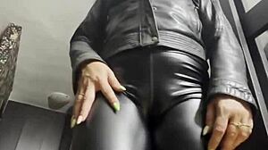 Amateur Latina Stepmom Shows Cameltoe in Leather Fetish POV