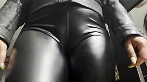 Amateur Latina Stepmom Shows Cameltoe in Leather Fetish POV