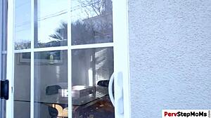 lovely milf caress hunky guy huge cock in cowgirl