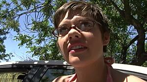 sweet schoolgirl gives blowjob to teacher