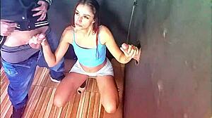 Wife Interacts with Stranger in Swinger House Glory Hole