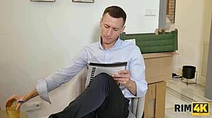 Beautiful Brunette Rimjob On Monster Cock