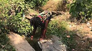 a quick outdoor encounter by the riverside