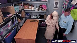 A milf shoplifter gets caught and fucked roughly by security guard's hard cock