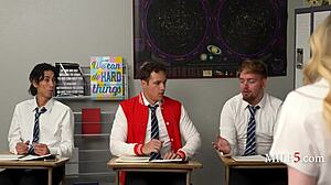 Alaina Taylor Teaches Fucking In Classroom Gangbang With Curvy MILFs