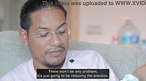 Stepmother helps stepson bring down his erection.