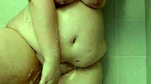 Shower tease with big ass and natural tits