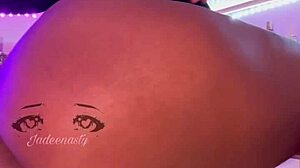 Ebony wife squirts in kitchen.