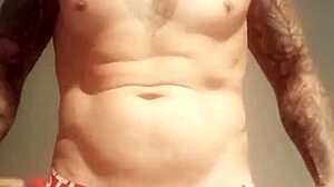 Amateur bathes naked with big cock in public