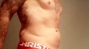 Amateur bathes naked with big cock in public