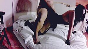 This super hot Asian girl traded her tight pussy for money in a homemade session.