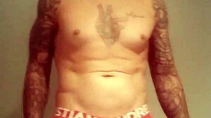 Amateur bathes naked with big cock in public