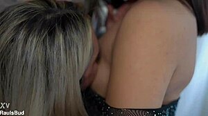 Blonde Pornstar Chokes On Cock In 3-Some, Swallows Cum!