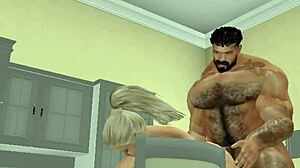 Old neighbor enjoys cuckold scene with muscular hunk's big cock