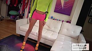 Tiny titties blonde Tallie Lorraine gets fucked on all fours with monster cock!