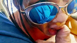 Latina pornstar rides monster cock in car with driver