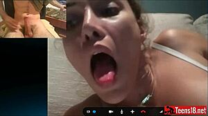 Teen 18+ slut cums on webcam in Slutroulette episode.