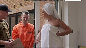 blonde cougar kindly deepthroats burglar in uniform