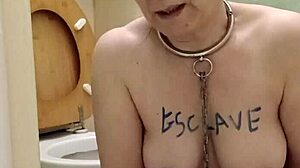 French Milf Slave Humiliated in Public BDSM Self-Session