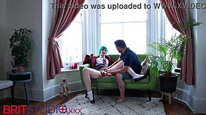 Naughty college student with fake tits teased in bdsm session