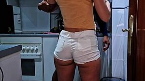 Latina Girl Caught In Kitchen By Stepfather While Mom Is At Work.