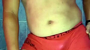 Mexican model dances in satin bra and panties.