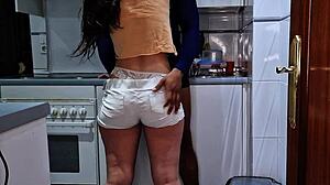 Latina Girl Caught In Kitchen By Stepfather While Mom Is At Work.