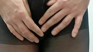 The sissy in PANTYHOSE got FULL of CUM