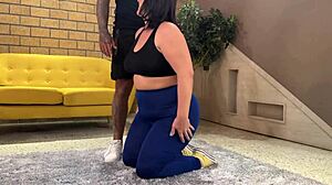 colombian milf trainer blows big cock!