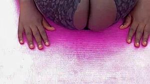 ebony milf does morning workout with pussy spread and big black cock